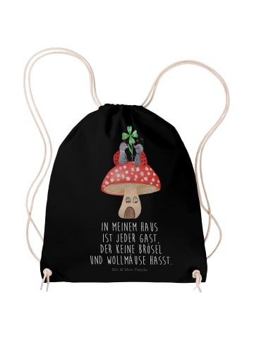 Mr. & Mrs. Panda Rucksack-Beutel Marienkäfer Fliegenpilz mit Spruch in Schwarz