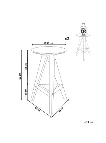 Beliani 2-tlg Hocker AROMA in Braun