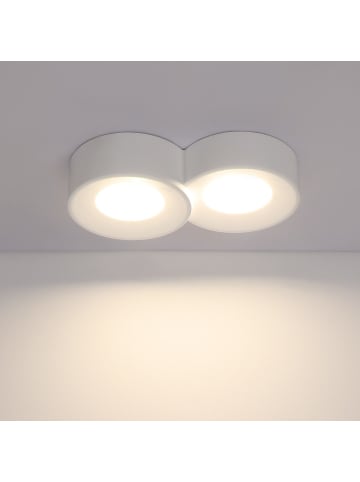 ZMH Deckenleuchte in weiß 2-flammige GX53 mit Gips Lampenschirm rund Modern