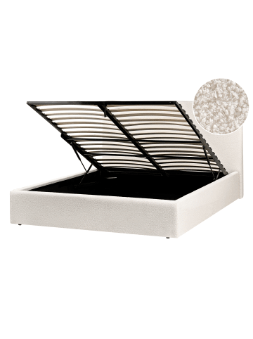 Beliani Doppelbett BRENON in Weiß/Schwarz - (W) 159 x (H) 112 x (L) 219 cm