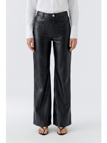 Oui Hose Lederoptik in black