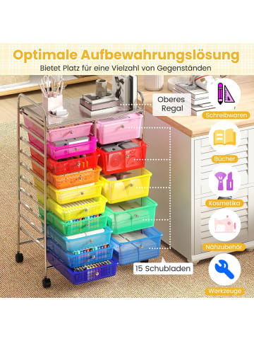 COSTWAY Rollwagen mit 15 stapelbaren Schubladen in Bunt