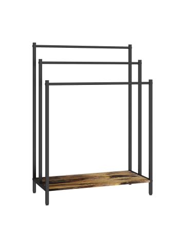 relaxdays Handtuchständer in Dunkelbraun/ Schwarz - (B)60 x (H)81 x (T)28 cm