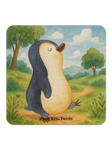 Mr. & Mrs. Panda Bierdeckel Pinguin mHerzieren Design ohne Spruch in Weiß