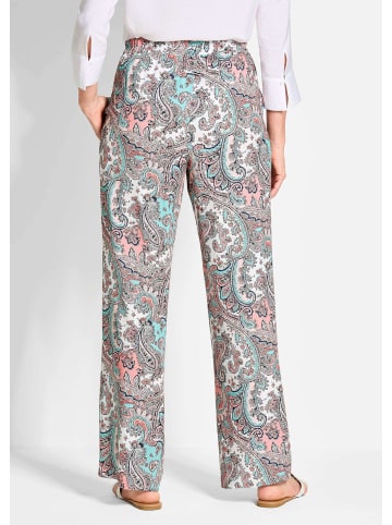 GOLDNER Kurzgröße:  Lange Viskose Schlupfhose, weites Bein in rosé / gemustert