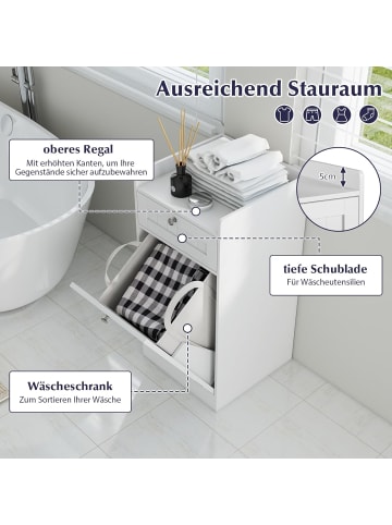 COSTWAY Kippbarer Wäscheschrank 40,5 x 40 x 80 cm in Weiß