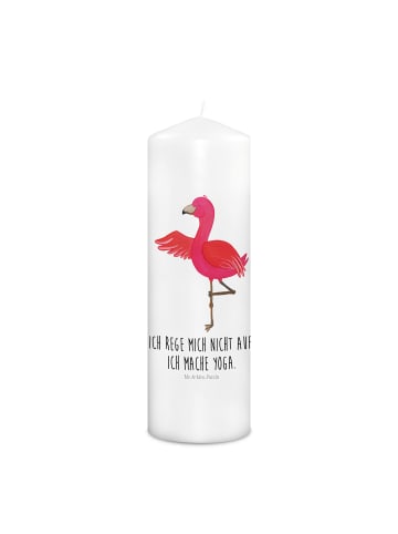 Mr. & Mrs. Panda Trauerkerze Flamingo Yoga mit Spruch in Weiß