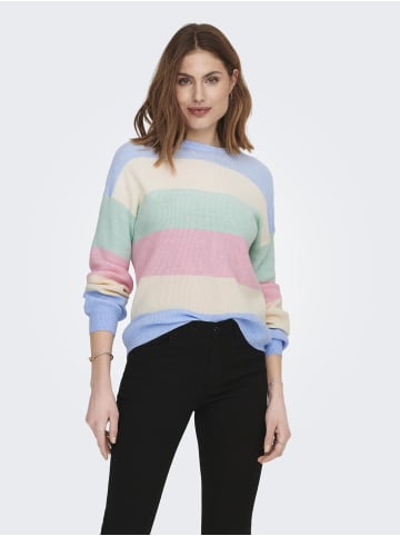 ONLY Gerippter Strickpullover mit Tiefen Schulter und Weite Ärmeln in Blau-2