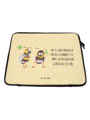 Mr. & Mrs. Panda Notebook Tasche Hummeln Kleeblatt mit Spruch in Gelb Pastell