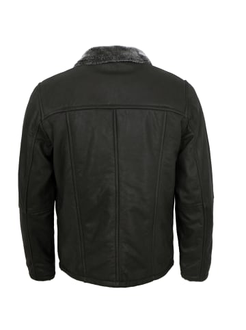 redpoint Lederjacke Lammnubuk Kunstfell in Schwarz
