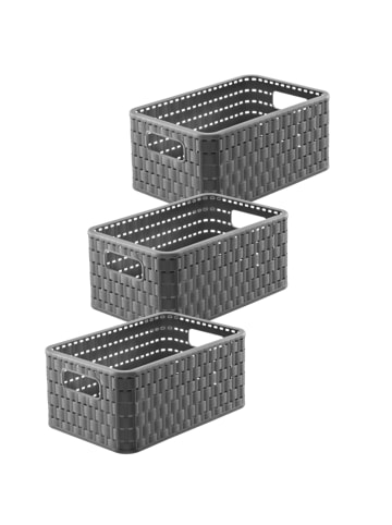 Rotho Country 3er-Set Aufbewahrungskörbe 6l in Rattan-Optik in Anthrazit