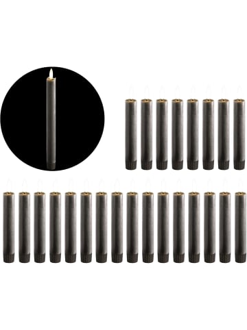 Novaliv LED Stabkerzen 12 Stück ECHTWACHS GRAU mit Timer Funktion 6 Stunden 15 in Grau