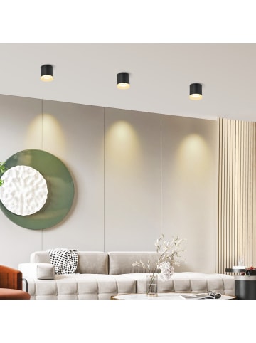 ZMH Deckenleuchte LED in schwarz 1-flammige GX53 rund Warmweiß L 8.5cm