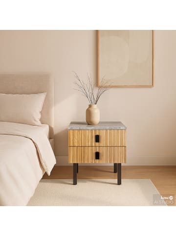 home24 Nachtkommode NYAM in Eiche / Schwarz