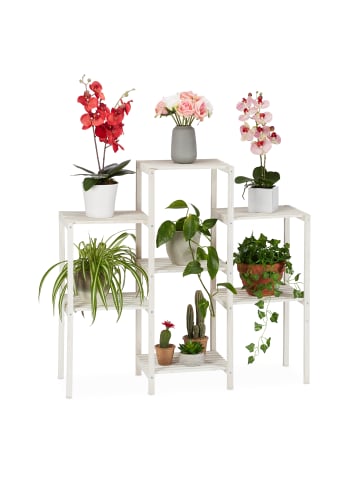 relaxdays Blumenregal in Weiß - (B)95 x (H)86,5 x (T)29,5 cm