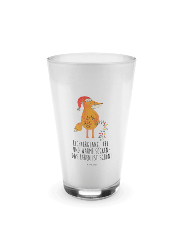 Mr. & Mrs. Panda Latte Macchiato Glas Fuchs Weihnachten mit Spruch in Transparent