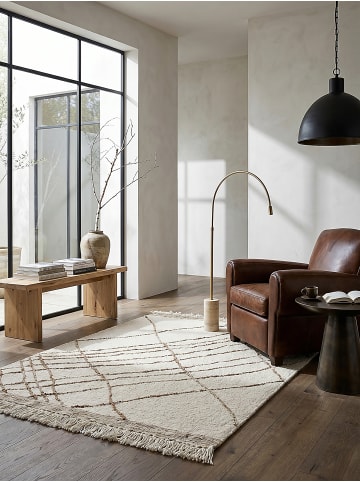 KADIMA DESIGN Naturfaser-Teppich Handgewebt VYNE Streifen Muster Wohnzimmer in Beige-Natur