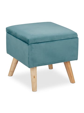 relaxdays Samthocker in Türkis - (B)40 x (H)40 x (T)40 cm