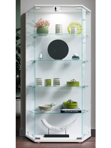 VCM  Holz Glas Stand Vitrine Regal Cenila L in Weiß