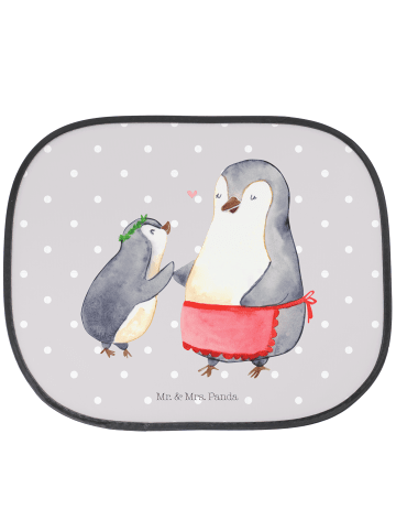 Mr. & Mrs. Panda Auto Sonnenschutz Pinguin mit Kind ohne Spruch in Grau Pastell