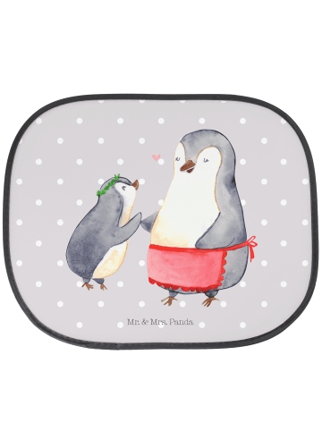 Mr. & Mrs. Panda Auto Sonnenschutzblende Pinguin mit Kind ohne S... in Grau Pastell