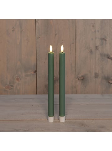 Coen Bakker LED 2er Set Stabkerzen mit 3D Effekt in Jade Grün