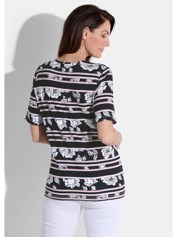 GOLDNER Kurzgröße:  Shirt Shirt in marine / weiß / altrosé / gemustert