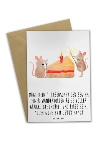 Mr. & Mrs. Panda Grußkarte 1. Geburtstag Reise mit Spruch in Weiß