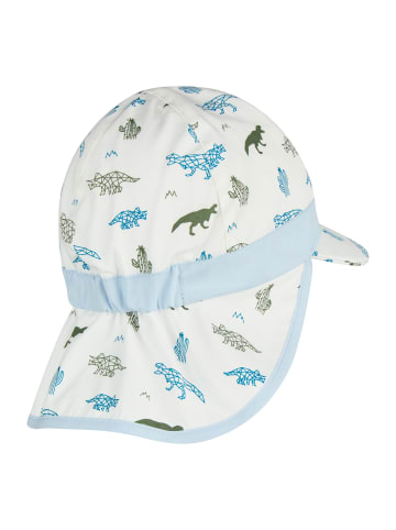 Sterntaler Schirmmütze mit Nackenschutz Saurier in weiß
