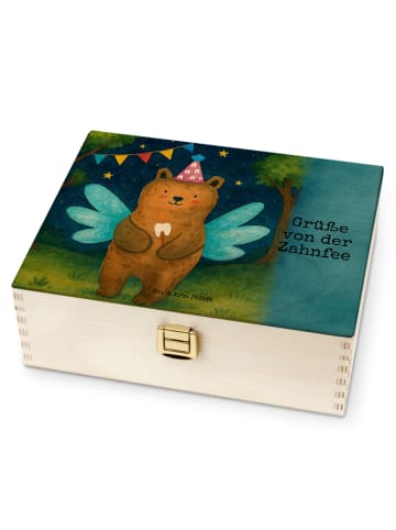Mr. & Mrs. Panda Holz Teebox Bär Zahnfee Design mit Spruch in Weiß