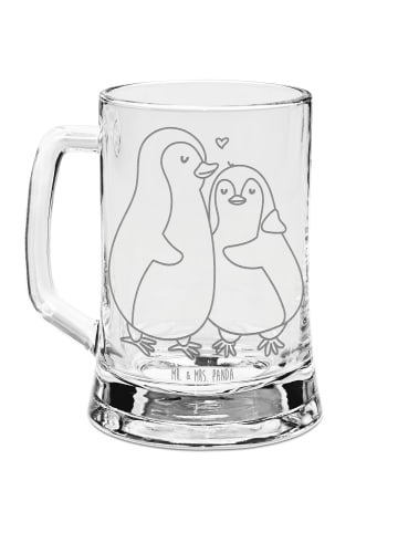Mr. & Mrs. Panda Gravur Bierkrug Pinguin umarmen ohne Spruch in Transparent
