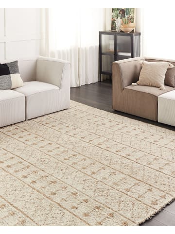 Beliani Geflochtener Teppich SANAO in Beige/Braun - (W) 300 x (L) 400 cm