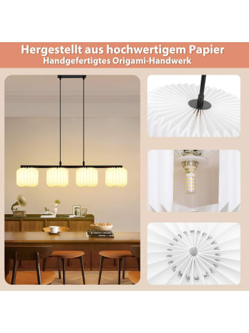 ZMH Pendelleuchte 4-flammige G9 in Weiß Vintage Papier Lampenschirm H 120cm