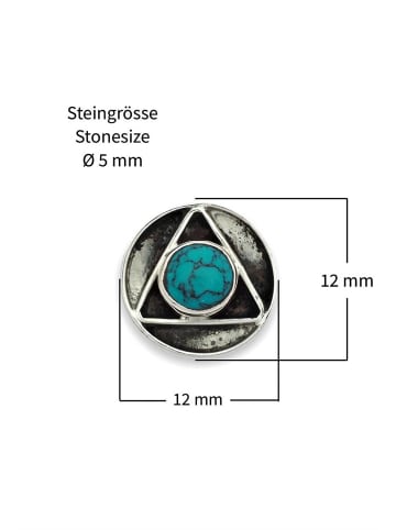 mantraroma 925er Silber - Ohrstecker (L) 12 x (B) 12 mm mit Türkis