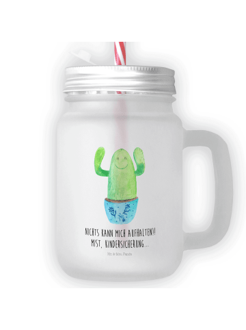 Mr. & Mrs. Panda Blümchentailglas Kaktus Happy mit Spruch in Transparent