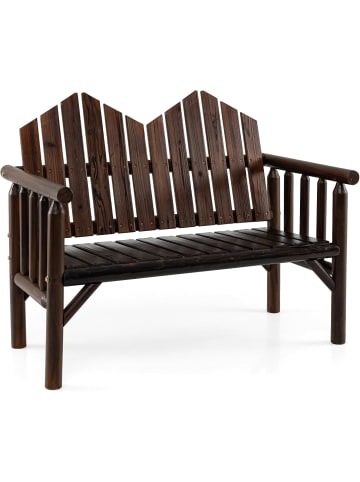 COSTWAY Gartenbank Holz 2-Sitzer in Braun
