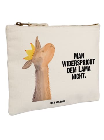 Mr. & Mrs. Panda Schminktasche Lamakopf König mit Spruch in Weiß