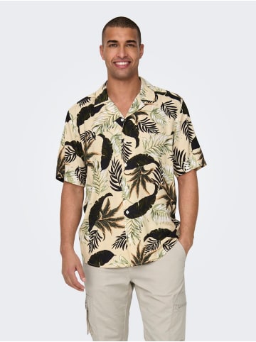 Only&Sons Sommer Hemd mit Resort-Kragen Bequemes Casual Shirt in Braun