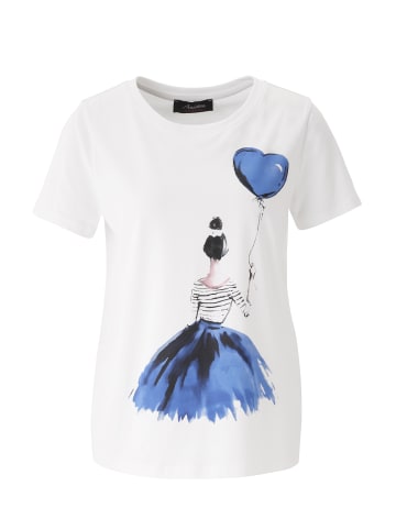 Aniston CASUAL T-Shirt in weiß-royalblau-schwarz-rosa