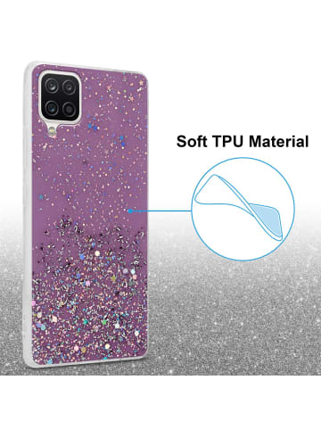 cadorabo Hülle für Samsung Galaxy A12 / M12 Glitter in Lila mit Glitter