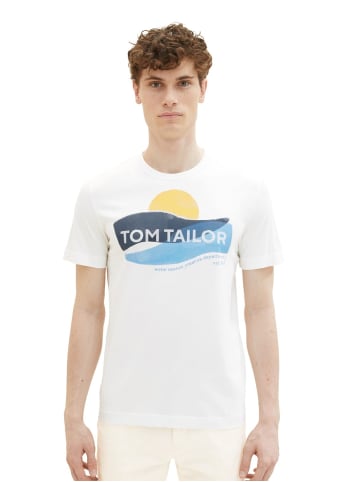 Tom Tailor T-Shirt WATER SEASON in Weiß