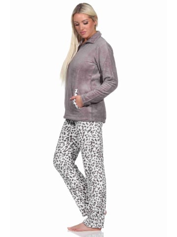 NORMANN Hausanzug Homewear Coralfleece Animal Look - 76689 in braun