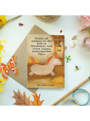 Mr. & Mrs. Panda Beileidskarte Pferd Springen Design mit Spruch in Weiß