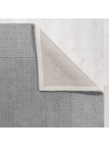 KADIMA DESIGN Wollteppich Uni-Design mit Bordüre, rutschfest, 100% Wolle Teppich in Grau