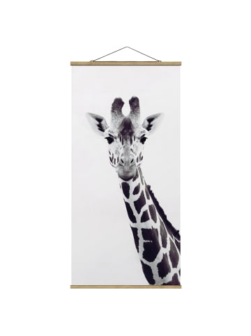 WALLART Stoffbild - Giraffen Portrait in Schwarz-weiß in Schwarz-Weiß