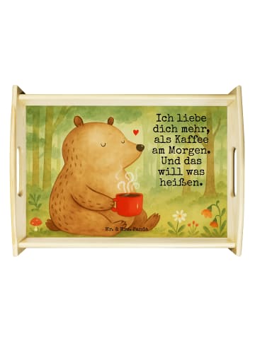 Mr. & Mrs. Panda Tablett Bär Morgenkaffee Design mit Spruch in Weiß