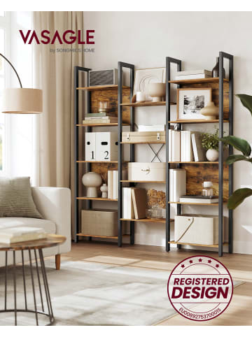 VASAGLE Bücherregal Barnet in Vintagebraun, Schwarz - (B)24 x (H)166 x (T)128 cm
