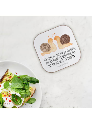Mr. & Mrs. Panda Tischschoner Schnecken Liebe mit Spruch in Weiß