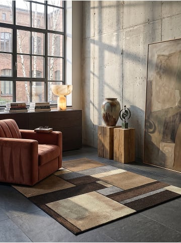 KADIMA DESIGN Kurzflorteppich Patchwork pflegeleicht Wohnzimmer Schlafzimmer Flur in Beige