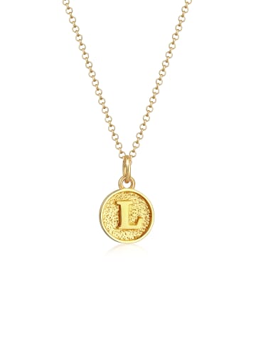 Elli Halskette 925 Sterling Silber Buchstabe, Buchstabe - L, Plättchen in Gold
